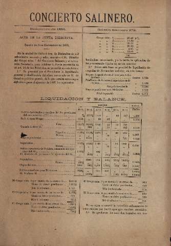 'Concierto salinero : [Boletín social]' - Número 279 - 1898 diciembre 31