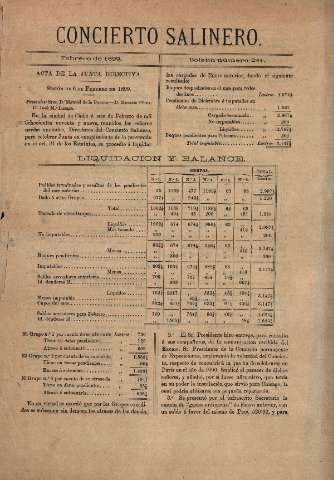 'Concierto salinero : [Boletín social]' - Número 281 - 1899 febrero 28