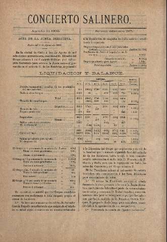 'Concierto salinero : [Boletín social]' - Número 287 - 1899 agosto 31