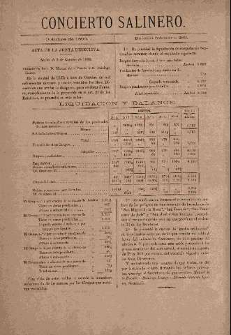 'Concierto salinero : [Boletín social]' - Número 289 - 1899 octubre 31