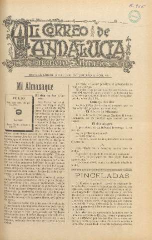 'El Correo de Andalucía : Número Literario' - Año II Número 49 - 1900 julio 9