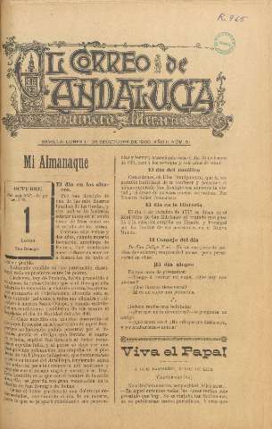 'El Correo de Andalucía : Número Literario' - Año II Número 61 - 1900 octubre 1