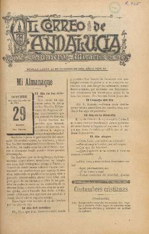 'El Correo de Andalucía : Número Literario' - Año II Número 65 - 1900 octubre 29