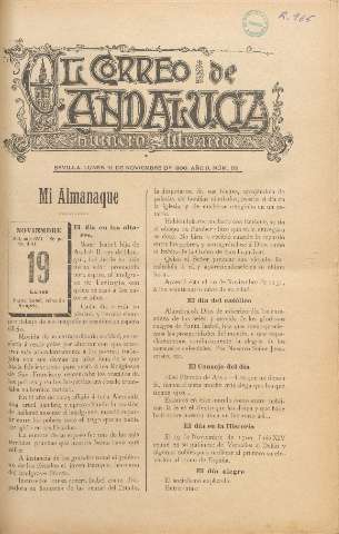 'El Correo de Andalucía : Número Literario' - Año II Número 68 - 1900 noviembre 19