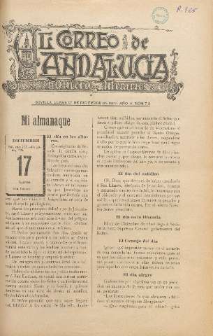 'El Correo de Andalucía : Número Literario' - Año II Número 72 - 1900 diciembre 17
