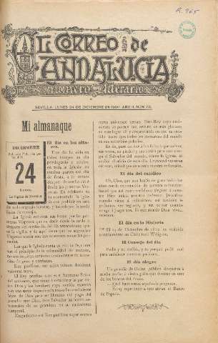 'El Correo de Andalucía : Número Literario' - Año II Número 73 - 1900 diciembre 24