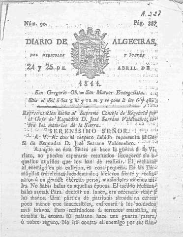 'Diario de Algeciras' - Año  Número 90 - 1811 abril 25