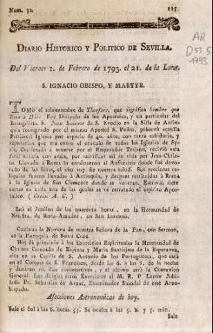 'Diario histórico y político de Sevilla' - Número 32 - 1793 febrero 1