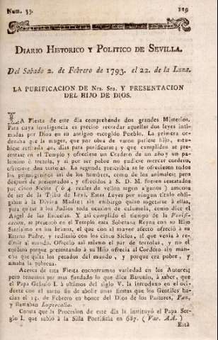 'Diario histórico y político de Sevilla' - Número 33 - 1793 febrero 2