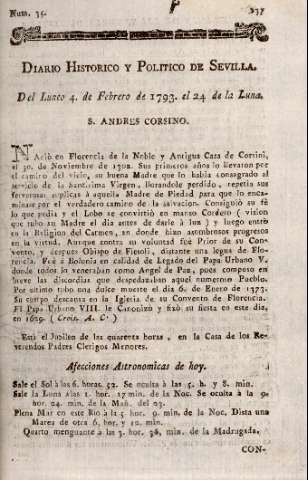 'Diario histórico y político de Sevilla' - Número 35 - 1793 febrero 4
