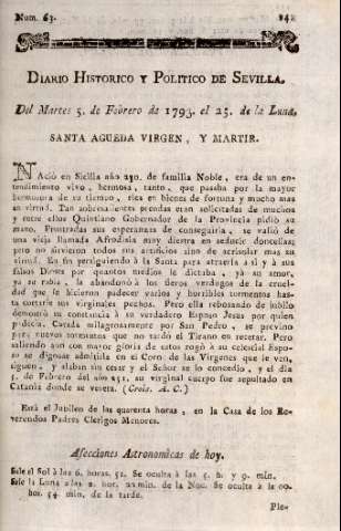 'Diario histórico y político de Sevilla' - Número 36 - 1793 febrero 5
