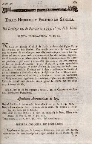 'Diario histórico y político de Sevilla' - Número 41 - 1793 febrero 10