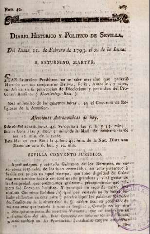 'Diario histórico y político de Sevilla' - Número 42 - 1793 febrero 11