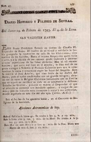 'Diario histórico y político de Sevilla' - Número 45 - 1793 febrero 14