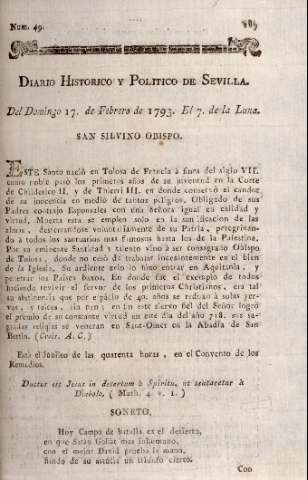 'Diario histórico y político de Sevilla' - Número 49 - 1793 febrero 17
