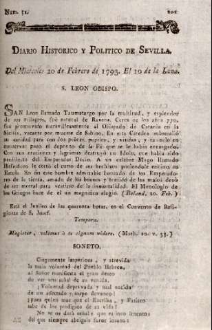 'Diario histórico y político de Sevilla' - Número 51 - 1793 febrero 20