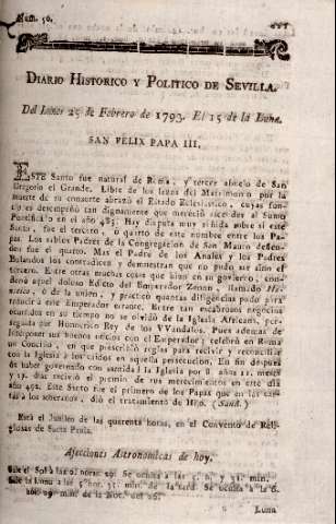'Diario histórico y político de Sevilla' - Número 56 - 1793 febrero 25