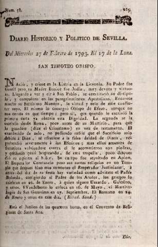 'Diario histórico y político de Sevilla' - Número 58 - 1793 febrero 27