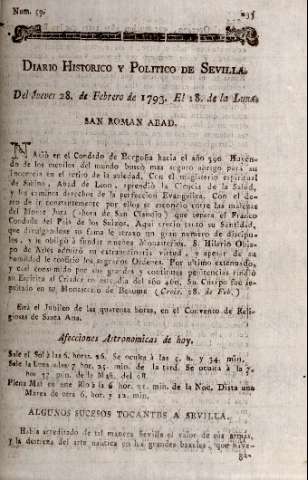 'Diario histórico y político de Sevilla' - Número 59 - 1793 febrero 28