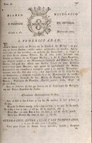 'Diario histórico y político de Sevilla' - Número 61 - 1793 marzo 2