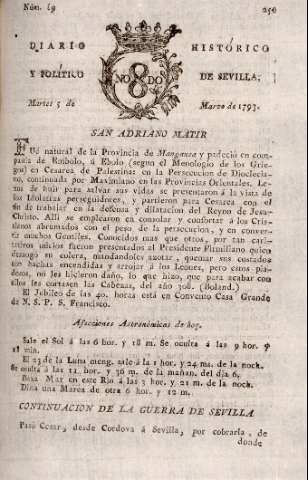 'Diario histórico y político de Sevilla' - Número 63 - 1793 marzo 5