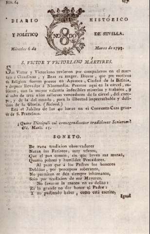 'Diario histórico y político de Sevilla' - Número 64 - 1793 marzo 6