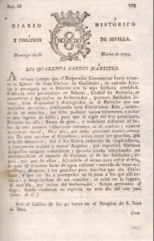 'Diario histórico y político de Sevilla' - Número 68 - 1793 marzo 10