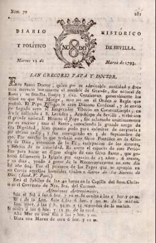 'Diario histórico y político de Sevilla' - Número 70 - 1793 marzo 12