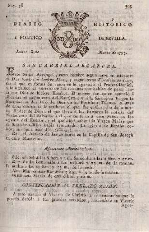 'Diario histórico y político de Sevilla' - Número 76 - 1793 marzo 18