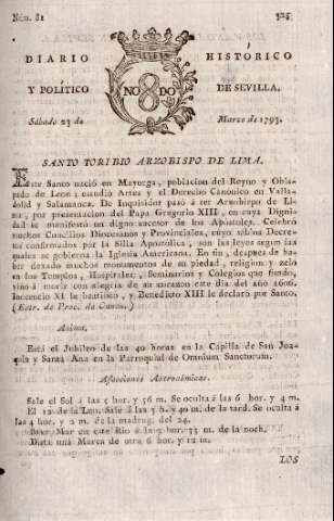 'Diario histórico y político de Sevilla' - Número 81 - 1793 marzo 23