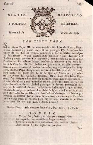 'Diario histórico y político de Sevilla' - Número 86 - 1793 marzo 28