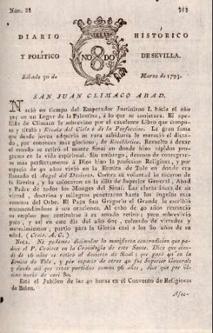 'Diario histórico y político de Sevilla' - Número 88 - 1793 marzo 30