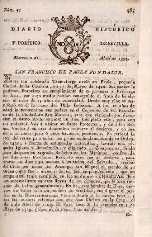 'Diario histórico y político de Sevilla' - Número 91 - 1793 abril 2