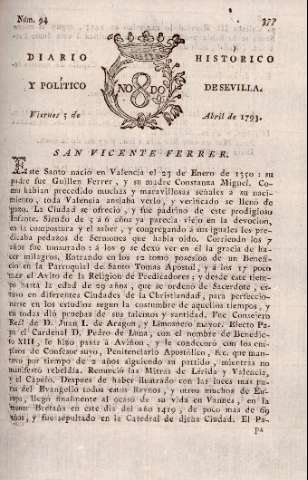 'Diario histórico y político de Sevilla' - Número 94 - 1793 abril 5