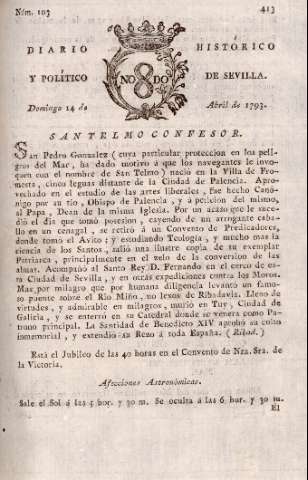 'Diario histórico y político de Sevilla' - Número 103 - 1793 abril 14