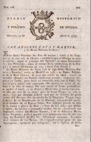 'Diario histórico y político de Sevilla' - Número 106 - 1793 abril 17