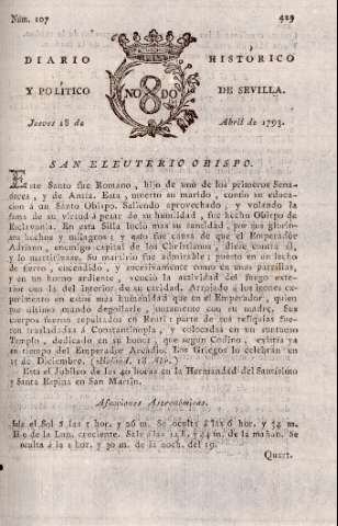 'Diario histórico y político de Sevilla' - Número 107 - 1793 abril 18