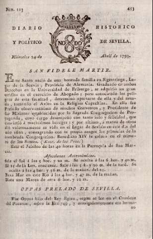 'Diario histórico y político de Sevilla' - Número 113 - 1793 abril 24