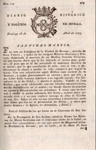 'Diario histórico y político de Sevilla' - Número 117 - 1793 abril 28