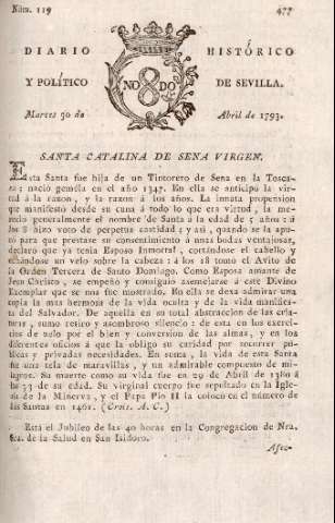 'Diario histórico y político de Sevilla' - Número 119 - 1793 abril 30