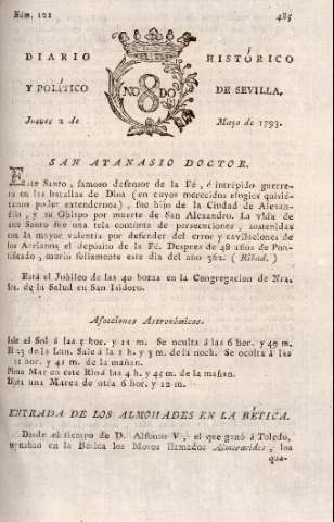 'Diario histórico y político de Sevilla' - Número 121 - 1793 mayo 2