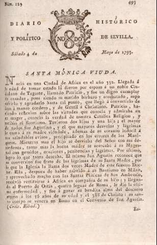 'Diario histórico y político de Sevilla' - Número 123 - 1793 mayo 4