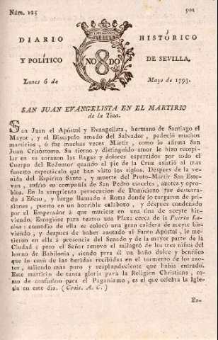 'Diario histórico y político de Sevilla' - Número 125 - 1793 mayo 6