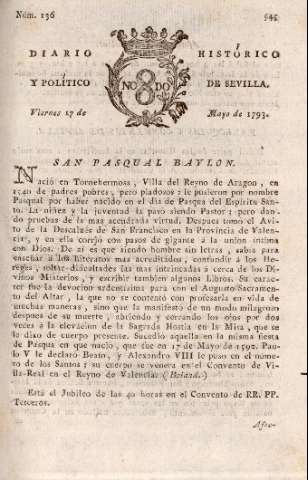 'Diario histórico y político de Sevilla' - Número 136 - 1793 mayo 17