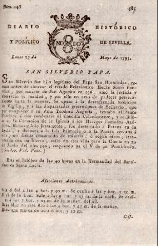 'Diario histórico y político de Sevilla' - Número 146 - 1793 mayo 27