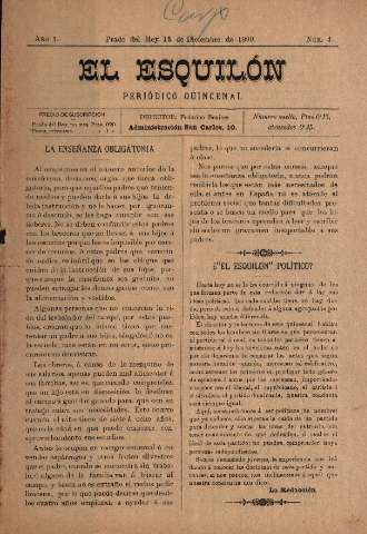'El Esquilón : periódico quincenal' - Número 4 - 1899 diciembre 15