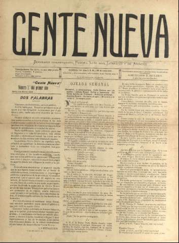 'Gente nueva : Semanario independiente, festivo, ilustrado, literario y de anuncios' - Año I Número 1 - 1903 mar 1