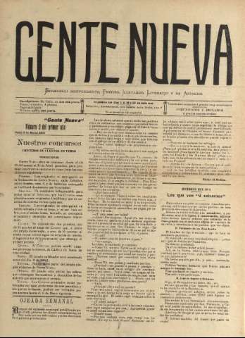 'Gente nueva : Semanario independiente, festivo, ilustrado, literario y de anuncios' - Año I Número 2 - 1903 mar 8