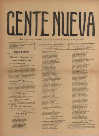 'Gente nueva : Semanario independiente, festivo, ilustrado, literario y de anuncios' - Año I Número 10 - 1903 may 8