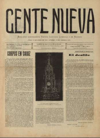 'Gente nueva : Semanario independiente, festivo, ilustrado, literario y de anuncios' - Año I Número 14 - 1903 jun 11